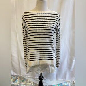 Lauren‎ Ralph Lauren Women’s Black & Cream Striped Boat Neck Sweater Size Small